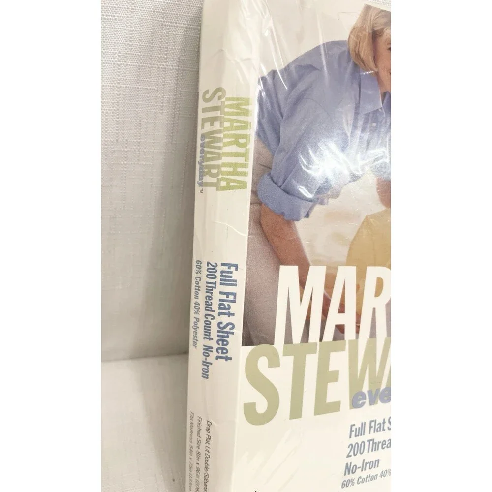 Martha Stewart Everyday FULL Flat Sheet 200 Thread Count Green Floral Vintage